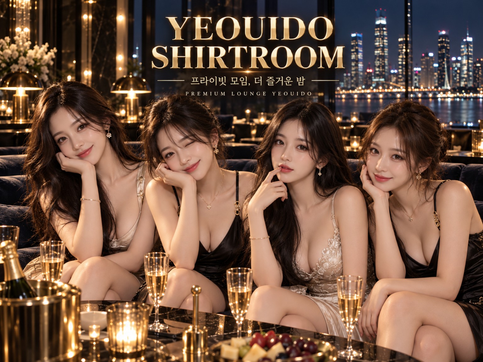 비즈니스와 단체 모임을 위한 4인 이용 안내 모델 이미지
